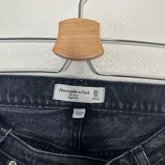 Abercrombie & Fitch Dad High Rise V Waist Jeans Curve Crossover Black 10 - Picture 3 of 6
